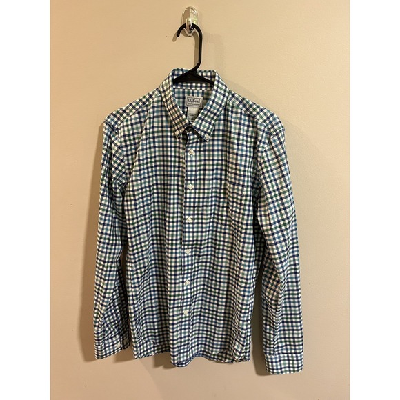 L.L. Bean Other - L.L. Bean Mens Long Sleeve Button Down Shirt Blue/Green Plaid Check Preppy Sz M